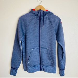 Nike Grey Purple Textured Full Zip Athletic Hoodie